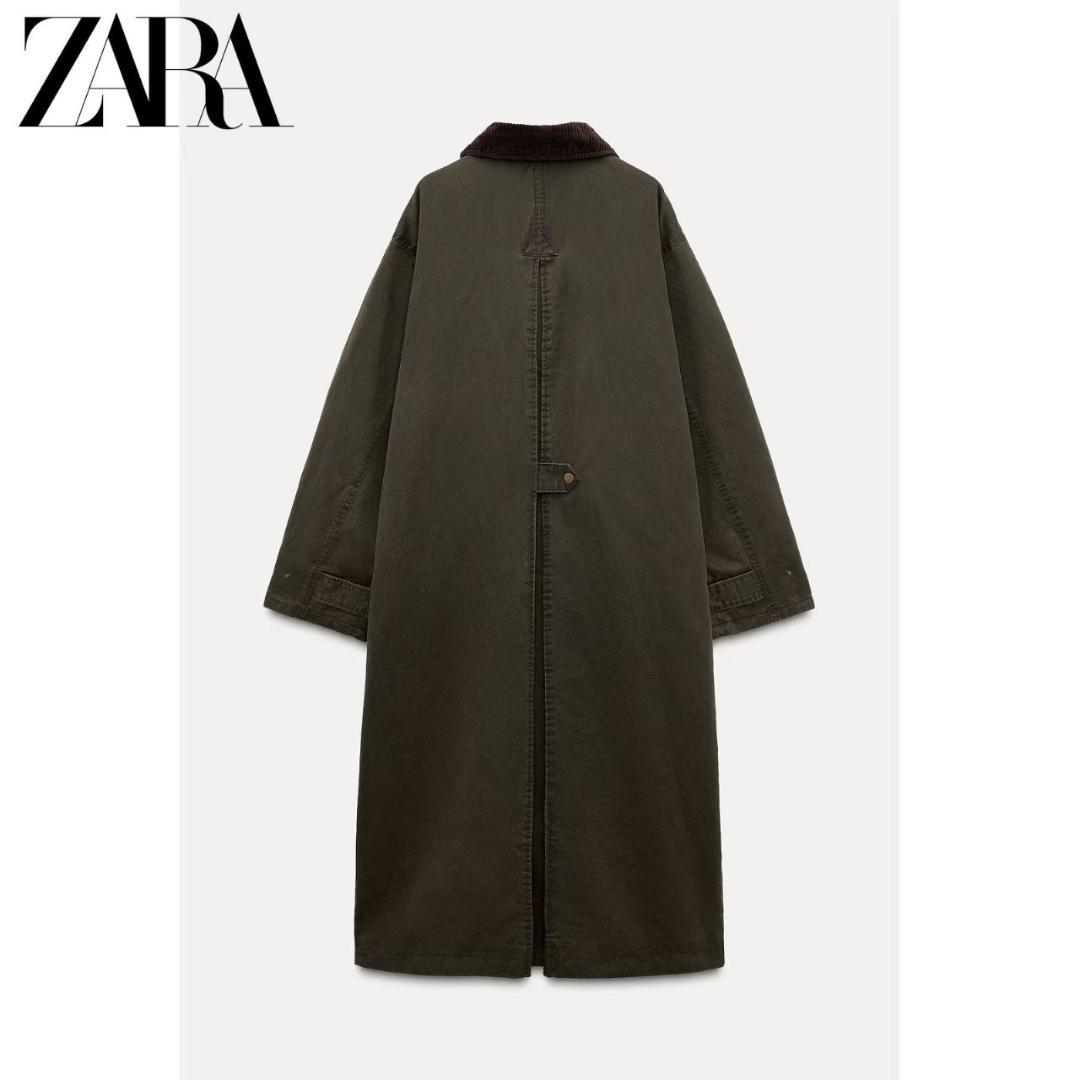 ZARA ワックスフィニッシュ　コーデュロイカラートレンチコート