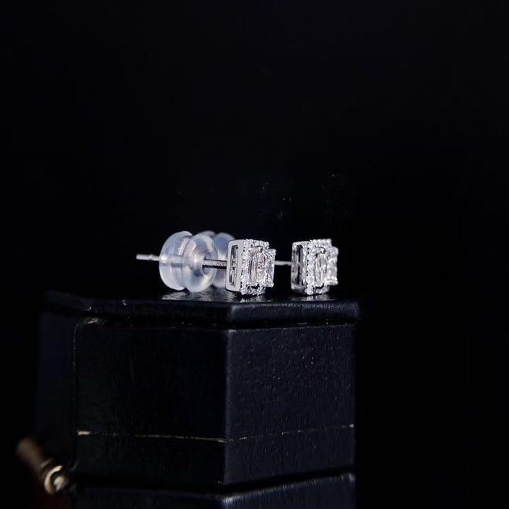 k18wg ダイヤモンドピアス　プリンセスカット