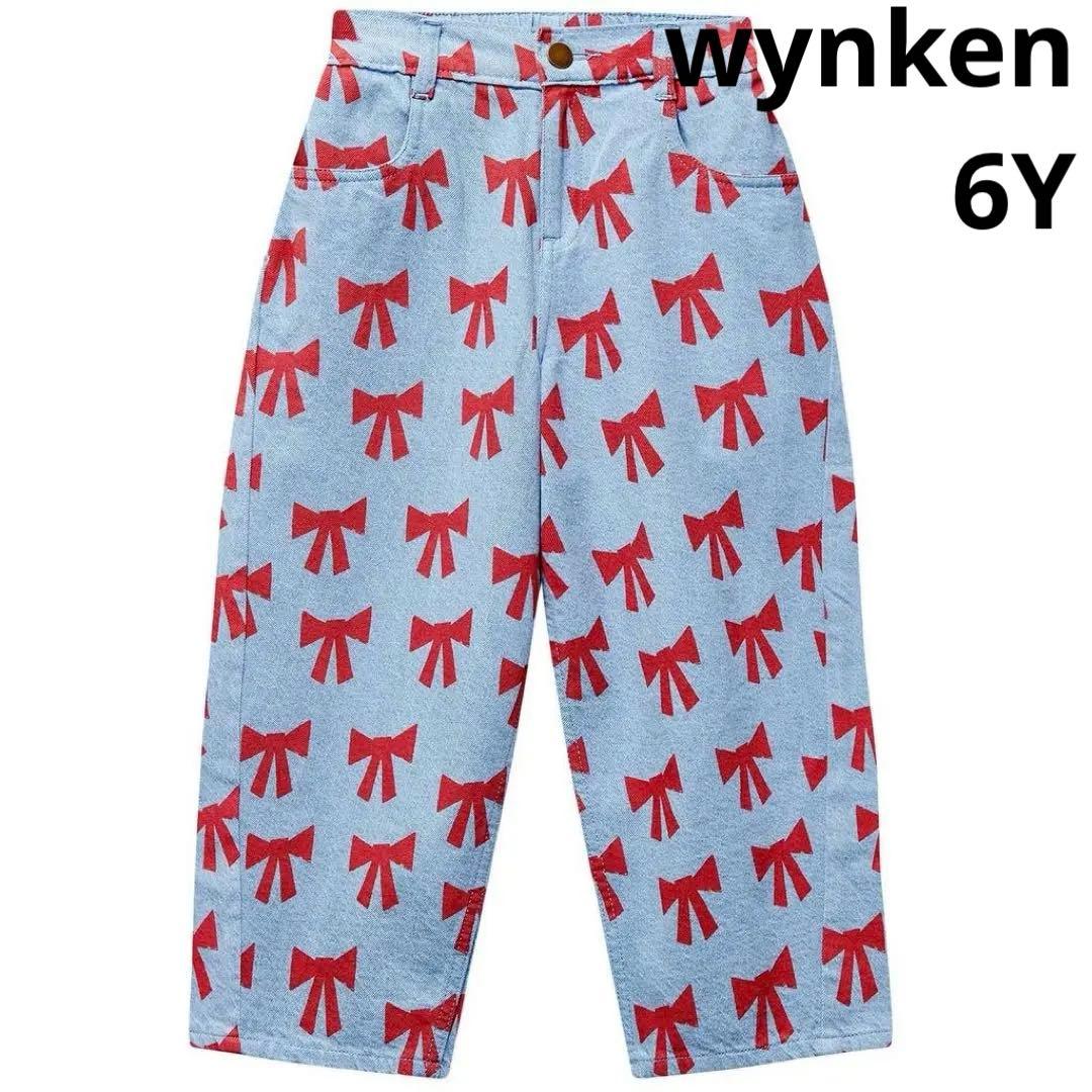 【新品】wynkenリボン柄デニムパンツ 6Y 未開封