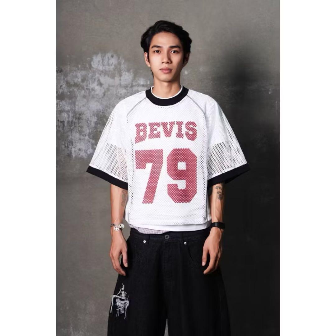 BEVIS ジャージー メッシュTシャツ（ホワイト）