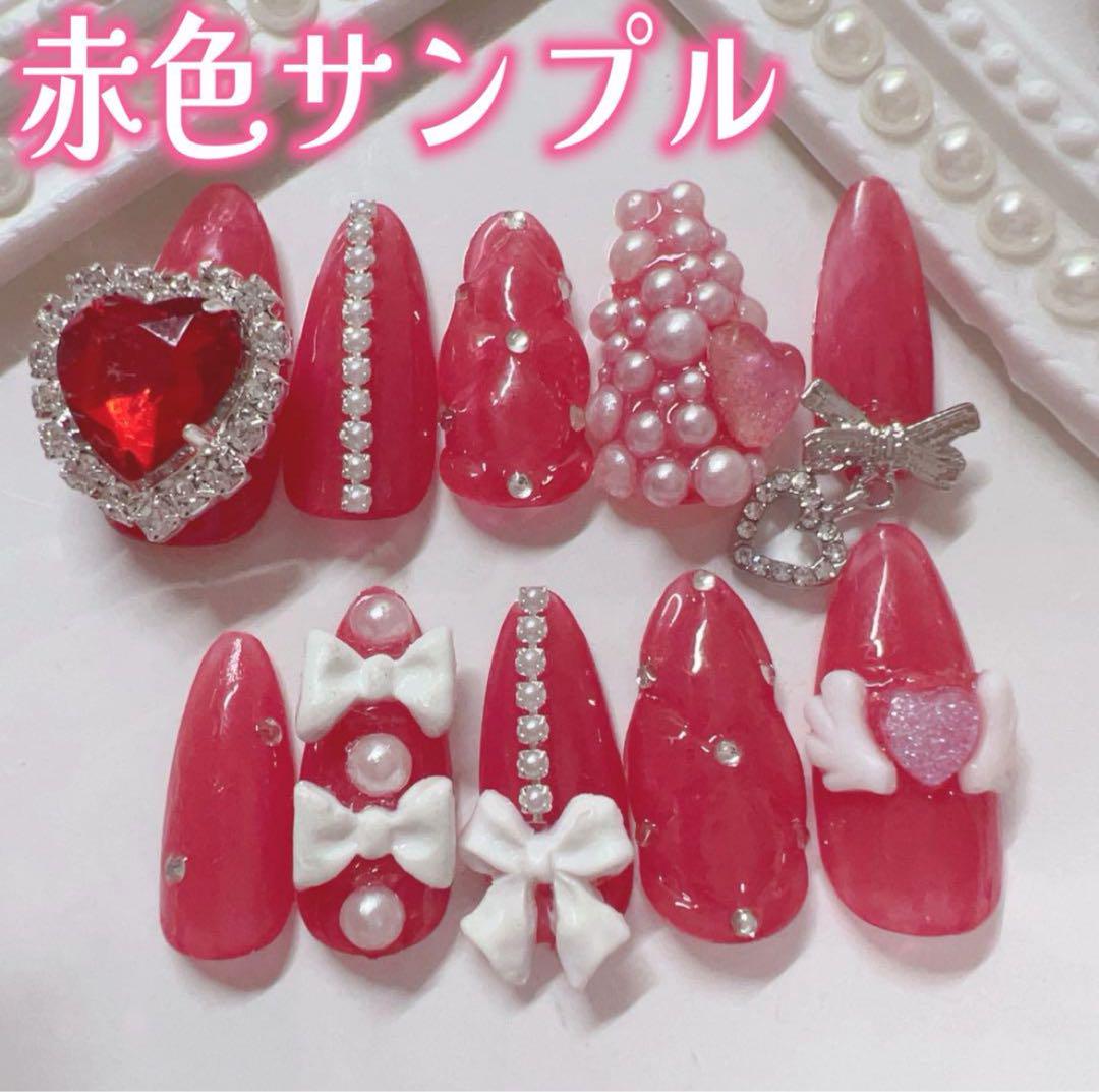 専用ページ オーダー 推しネイルチップ 赤 2日以内早期発送制作