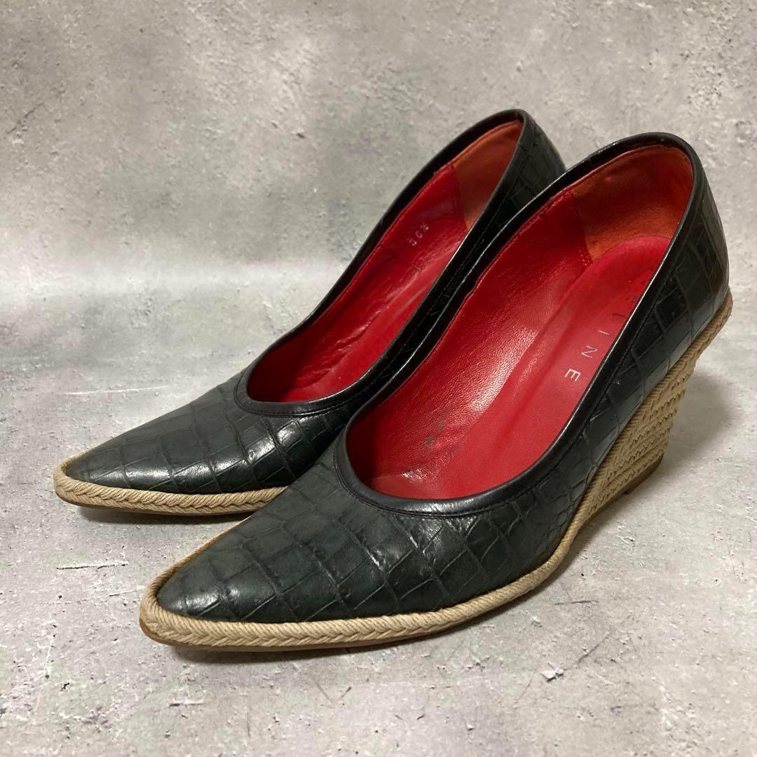セリーヌ　CELINE　ポインテッドトゥパンプス　型押し　エスパド　36.5