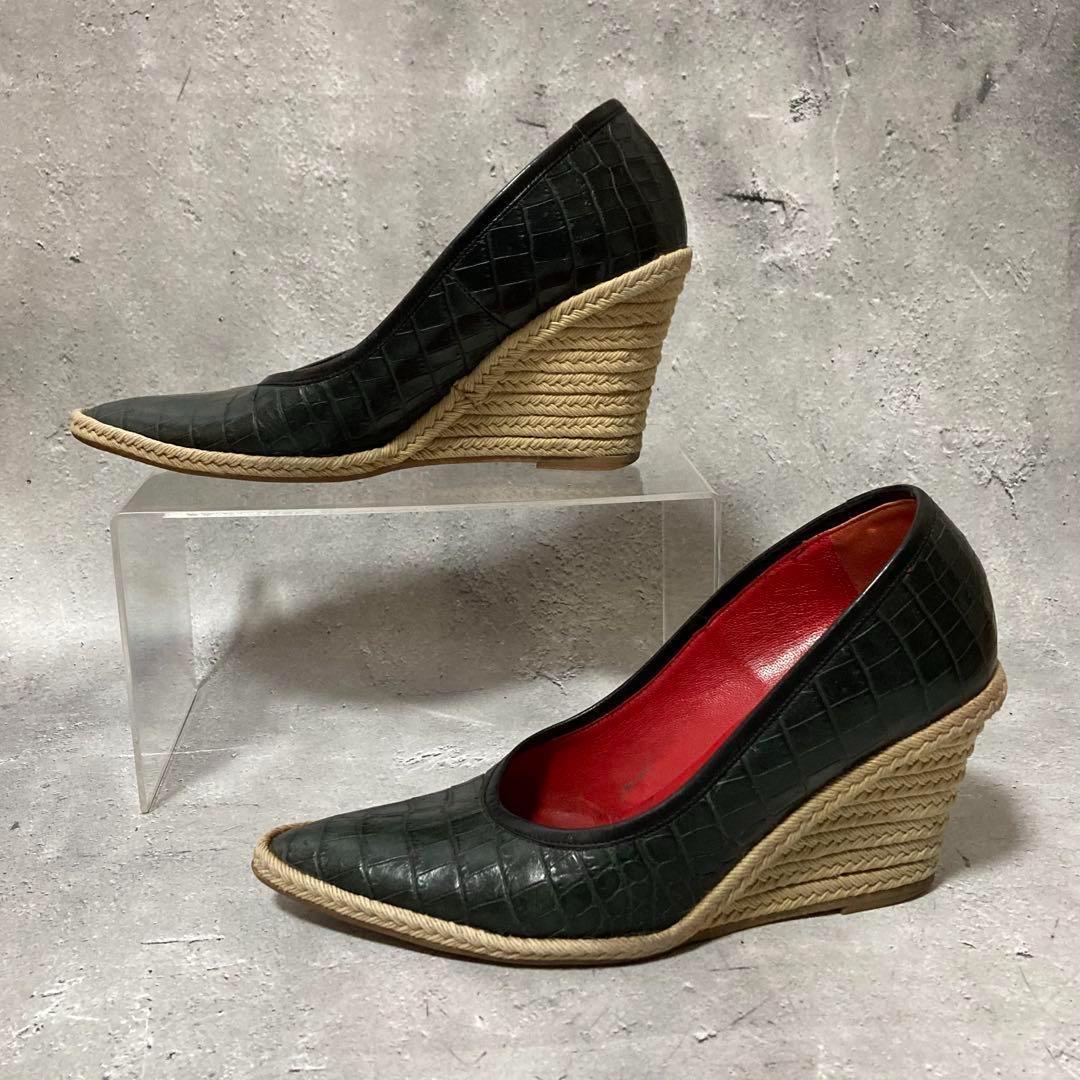 セリーヌ　CELINE　ポインテッドトゥパンプス　型押し　エスパド　36.5