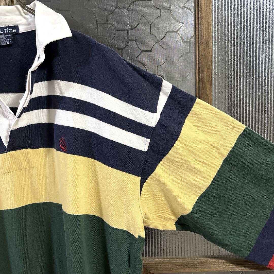 90s US古着 nautica 長袖ラガーシャツ XL マルチカラー - メルカリ