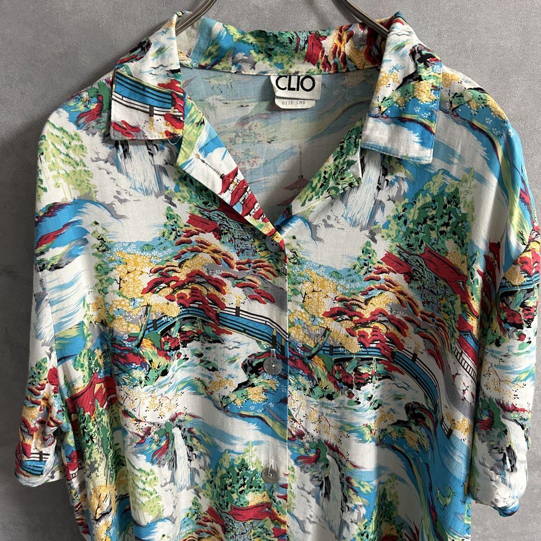 80s 90s USA製 半袖 レーヨンシャツ アロハシャツ 和柄