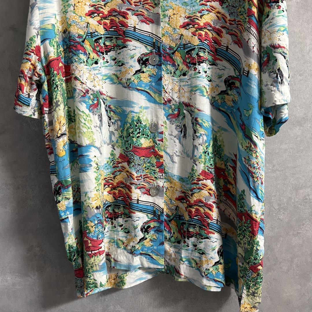 80s 90s USA製 半袖 レーヨンシャツ アロハシャツ 和柄