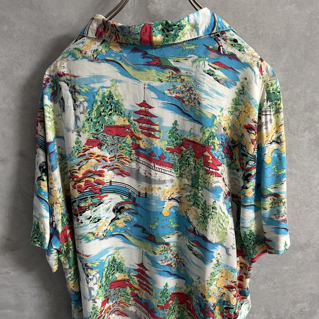 80s 90s USA製 半袖 レーヨンシャツ アロハシャツ 和柄