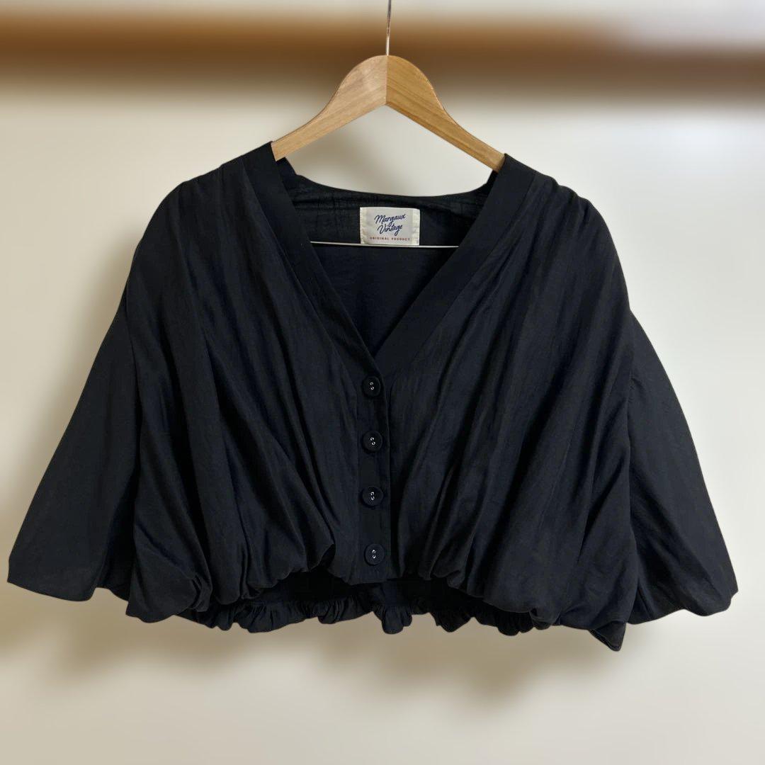 【MARGAUX マルゴー2025SS 】シアーバルーンカーディガン　ブラック