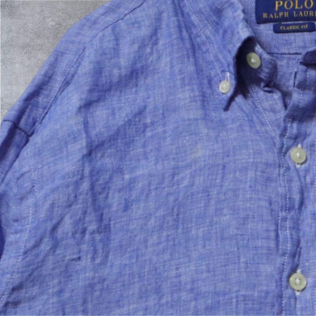 【希少カラー】POLO RALPH LAUREN リネンシャツ M 杢ブルー 希少カラー】POLO RALPH LAUREN リネンシャツ M 杢ブルー - メルカリ