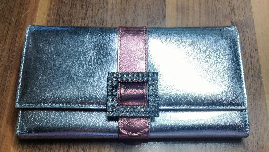 ASH&DIAMONDSＣＡＮＤＹＢＡＳＩＣ 長財布　シルバー✕ピンク