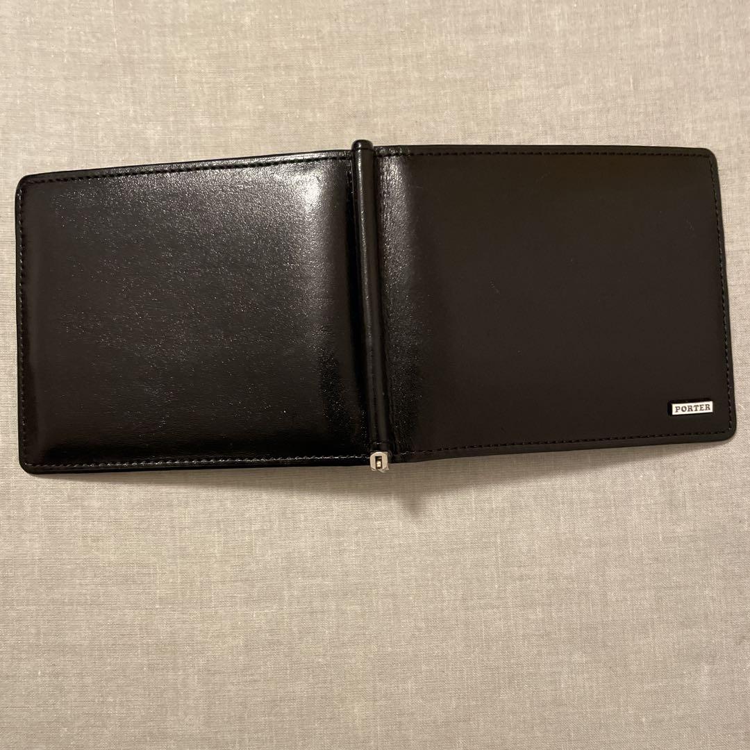 PORTER ブラック レザー マネークリップ