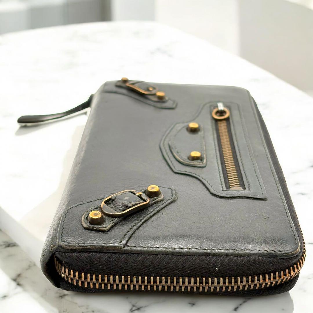 美品 1612 BALENCIAGA 長財布 ペーパーコンチネンタル レザー 黒