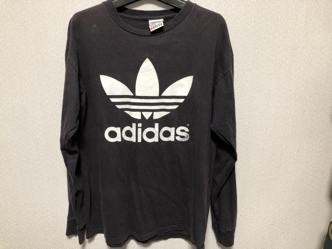 80s 90s 古着 usa製　adidas ロンt 万国旗タグ　山田蓮