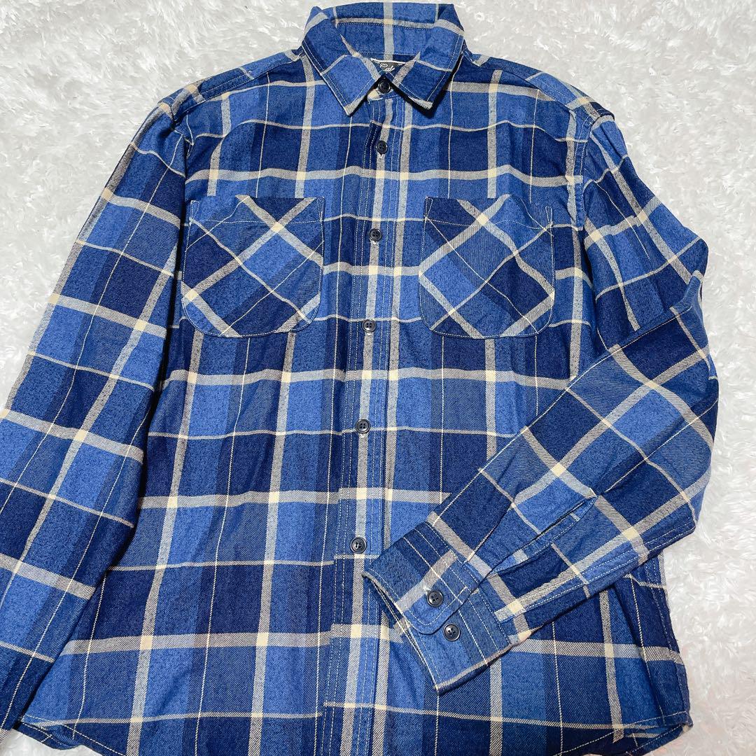 CALEE キャリー 青 ブルー M チェック シャツ ネルシャツ 長袖