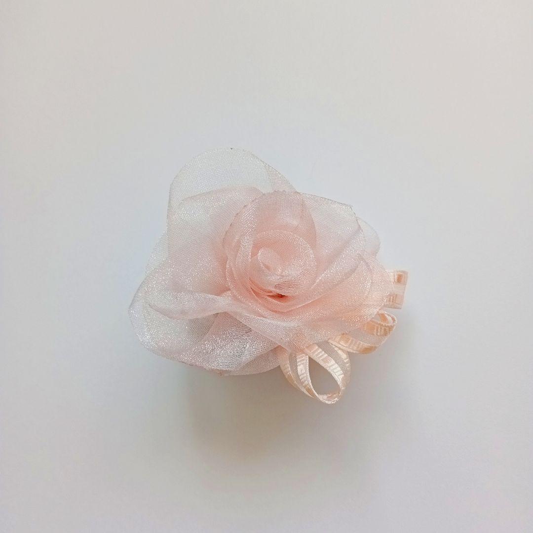 華やかオーガンジーリボンの薔薇 1輪 2wayコサージュ ピンク