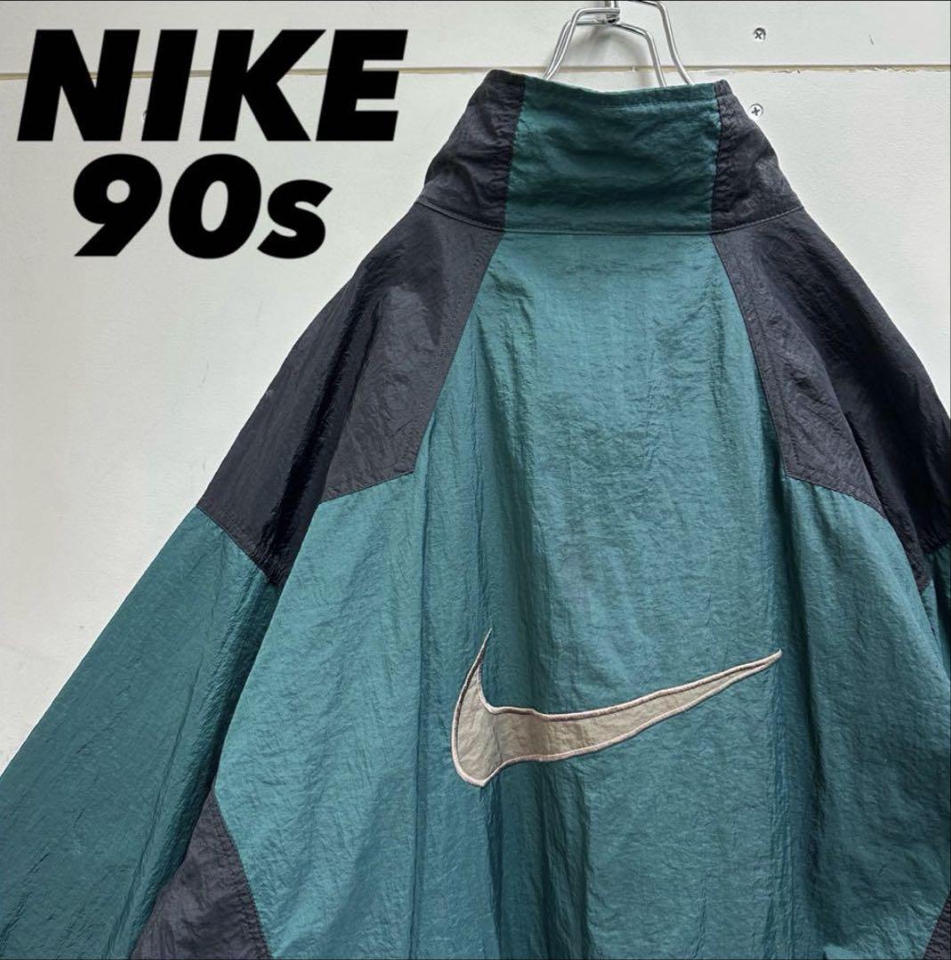 90’s 銀タグ NIKE ナイキ 刺繍スウォッシュ マルチ ナイロンジャケット