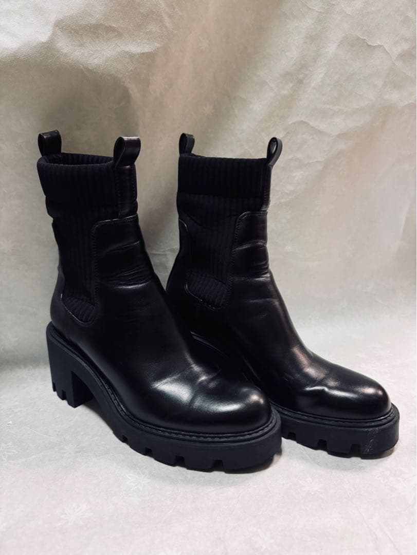 ZARA サイドゴアブーツ　チェルシーブーツ　24.5 ブラック mdprevattcaulkingandwaterproofing.com