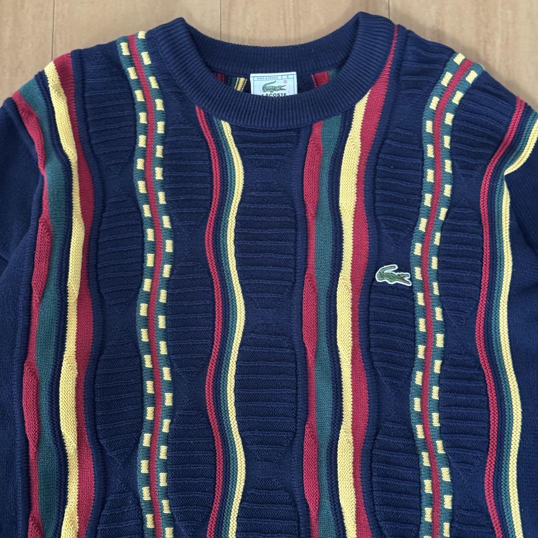 LACOSTE 80s フランス製 3Dニット セーター コットン