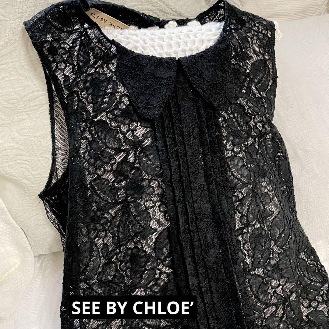 大人気 BY SEE CHLOE'/ 総レースノースリーブブラウス シーバイクロエ トップス
