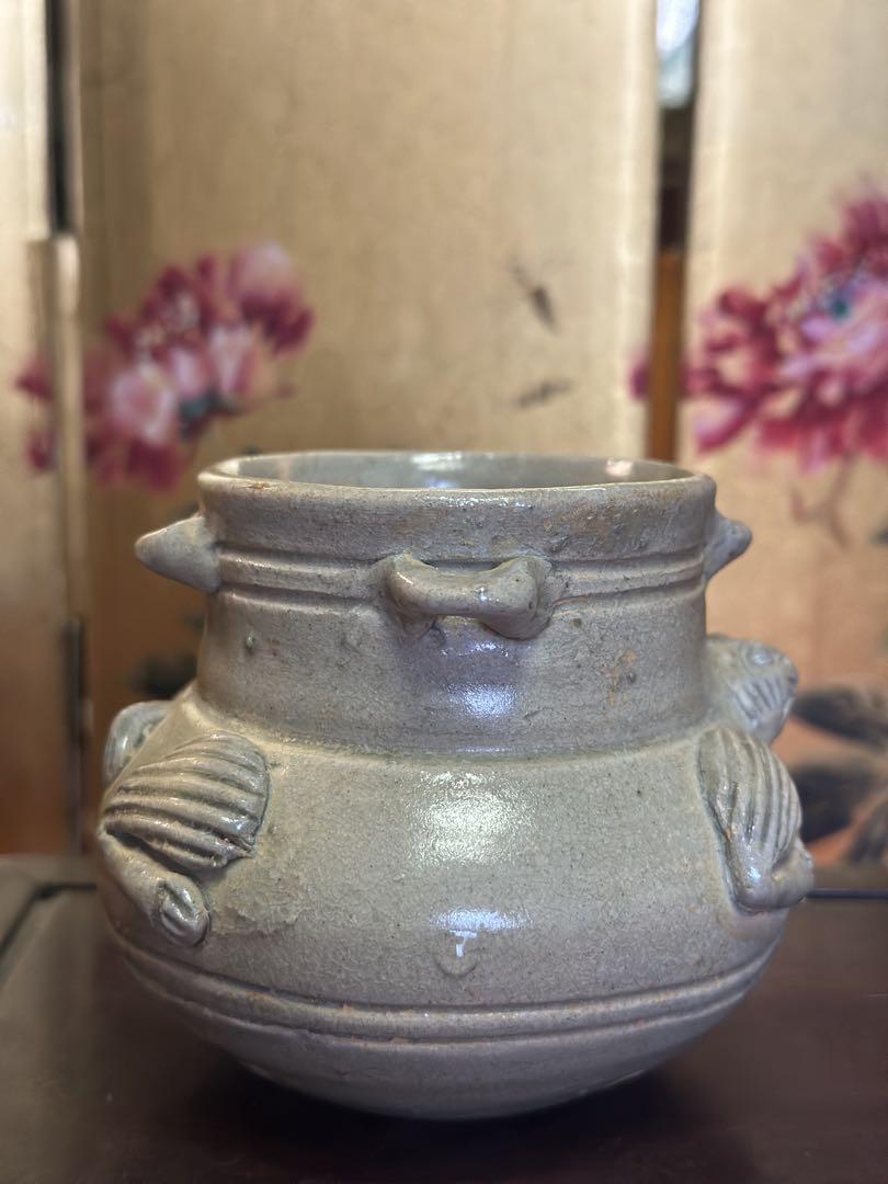 加藤唐三郎 造 『古瀬戸』 『一重口水指』 共箱 茶道具 裏千家