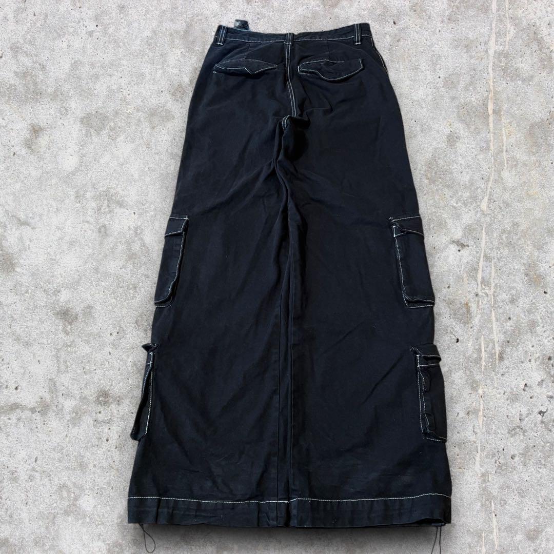 ZARA カーゴパンツ ワイドデニム ブラックデニム マルチポケット グランジ ZARA カーゴパンツ ワイドデニム ブラックデニム マルチポケット