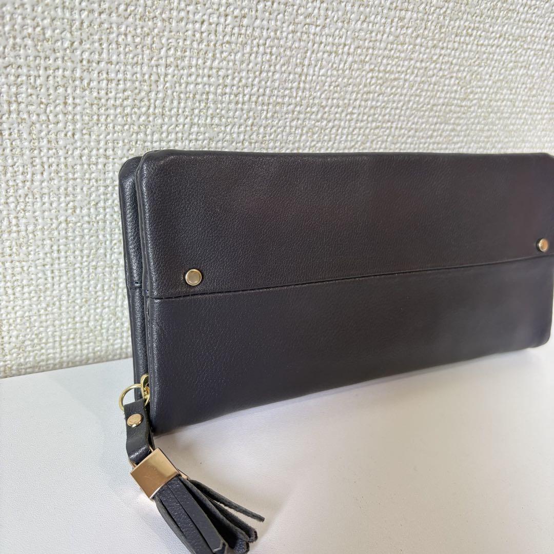 アンビリオン　Perche ペルケ　長財布　ネイビー　アラウンドファスナー　紺色