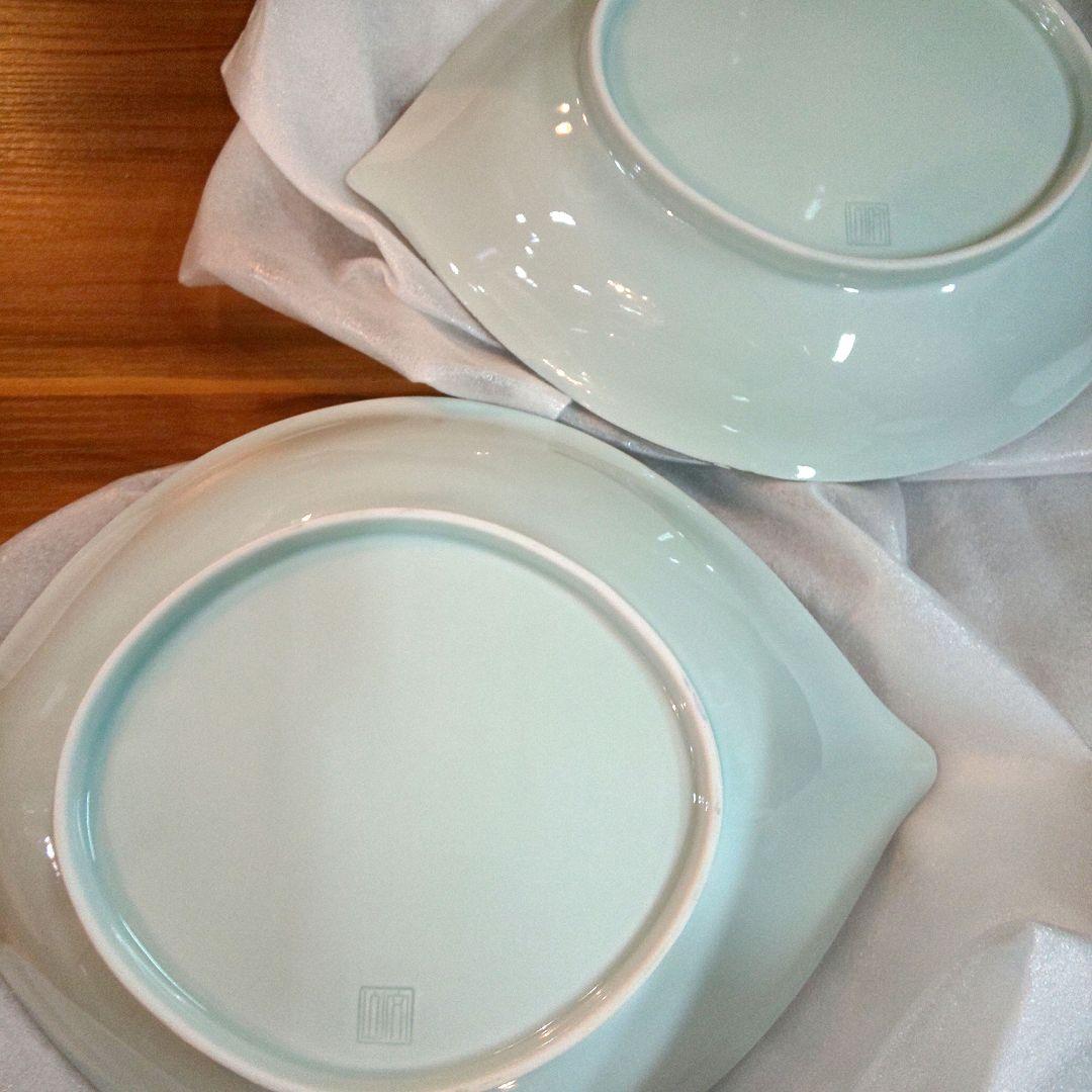 未使用品 有田焼 文山窯 プラチナ牡丹 銀彩 鉢 2枚 カレー皿 深皿