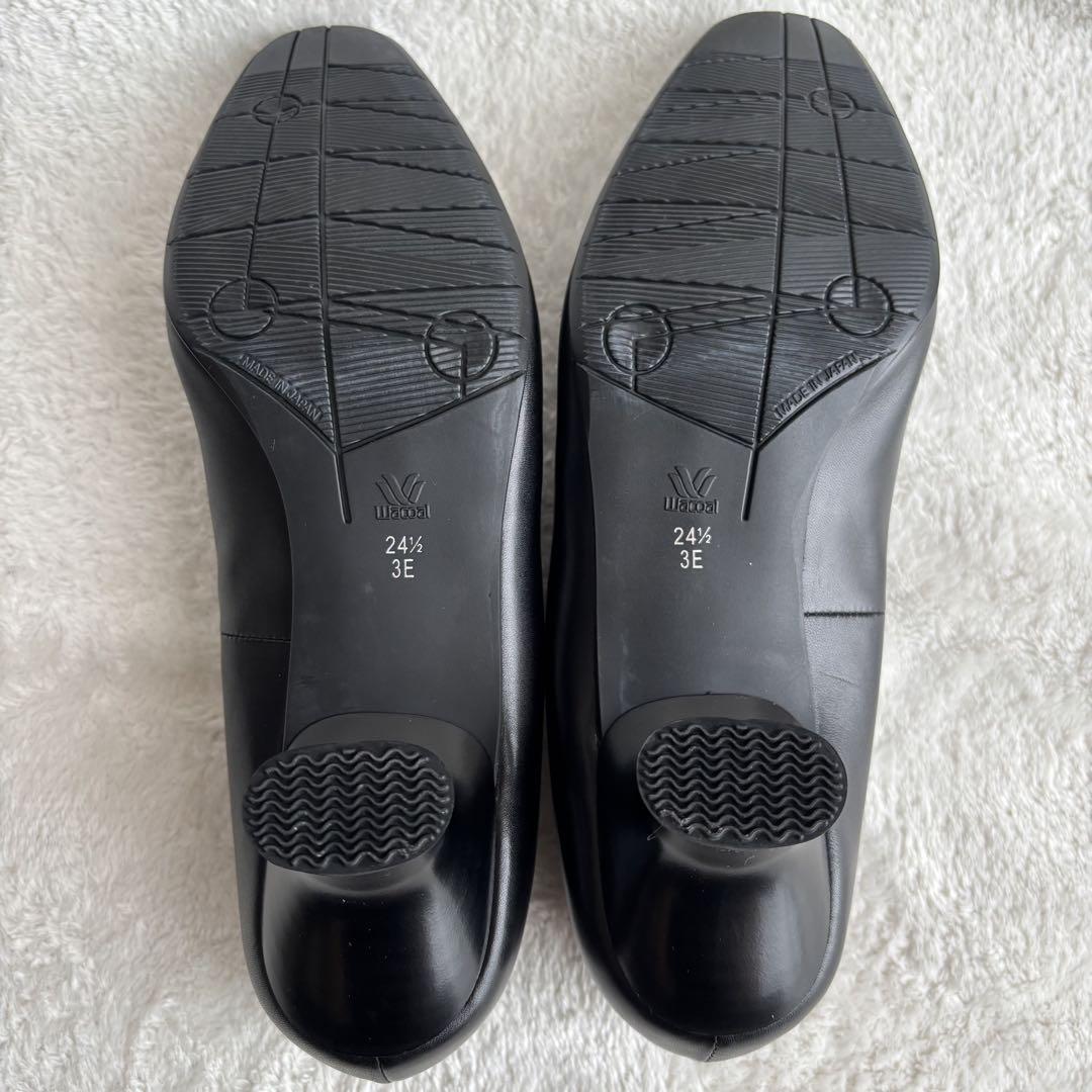 ✨美品✨wacoal ワコール　パンプス　ヒール　スクエアトゥ　24.5㎝　黒