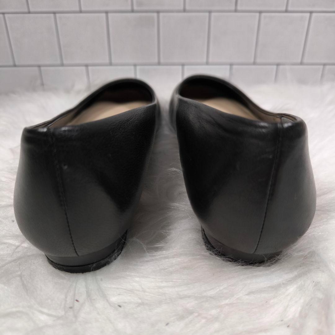 極美品【MARGARET HOWELL】フラットパンプス 23 レザー ブラック