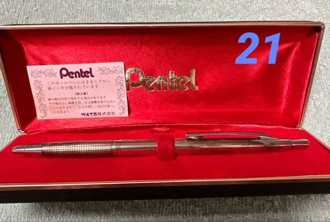 Pentel シルバーボールペン ケース付きぺんてる