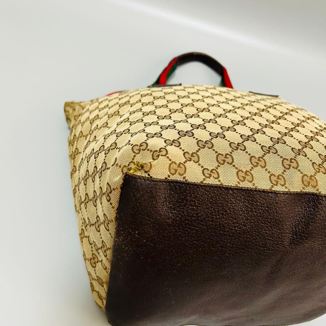 GUCCI オールドグッチ シェリーライン GG柄 トートバッグ 茶色