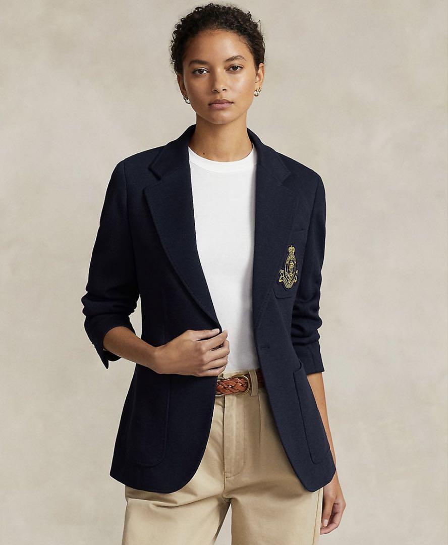POLO RALPH LAUREN 現行 ロゴクレストニットブレザー ネイビー