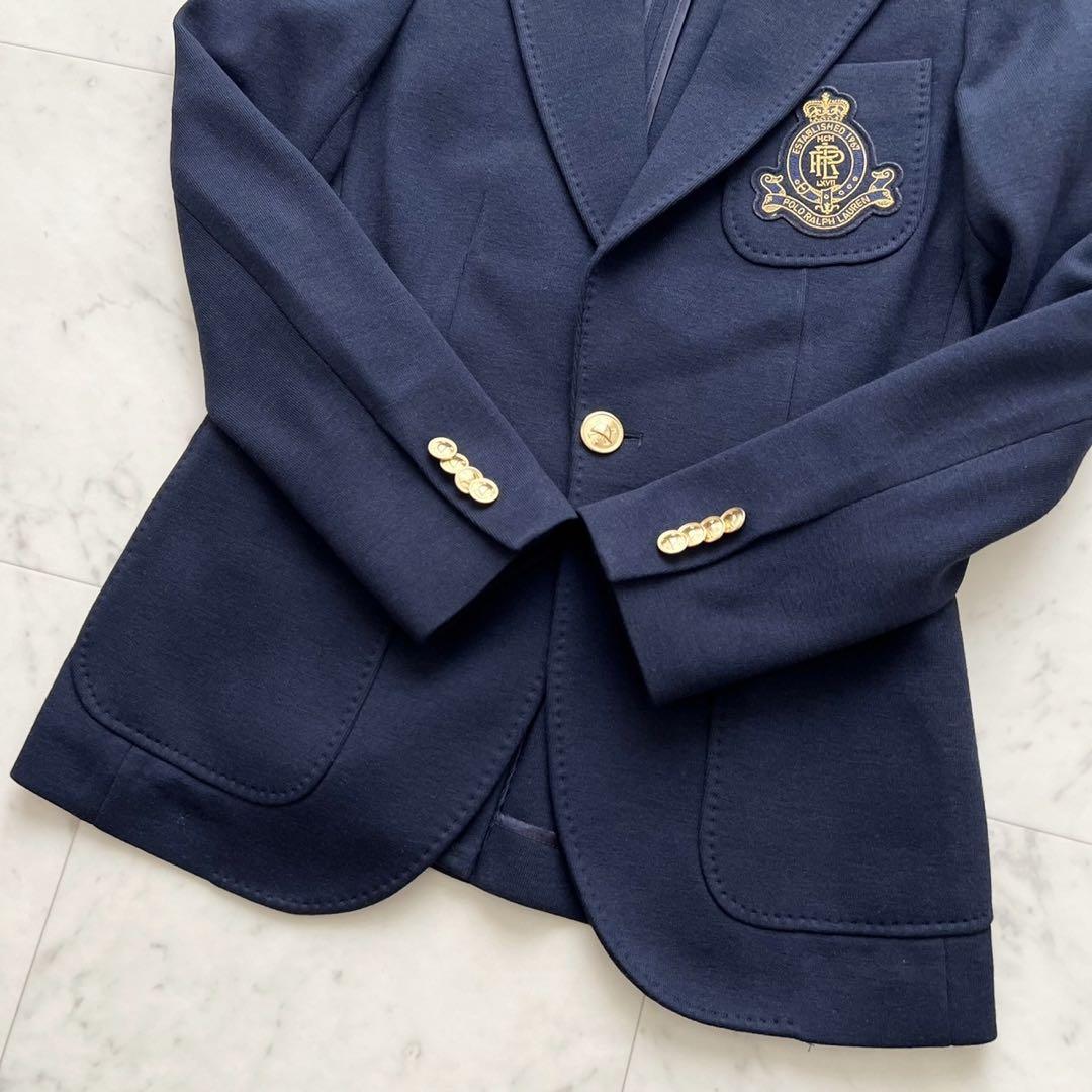 POLO RALPH LAUREN 現行 ロゴクレストニットブレザー ネイビー