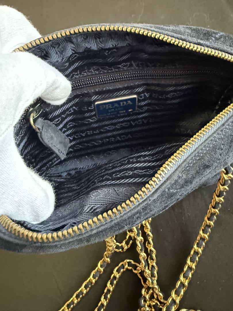 PRADA ネイビー スエード ショルダーバッグ