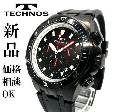 2022春の新作 △ TECHNOS メンズ腕時計 クロノグラフ ブラックカラー
