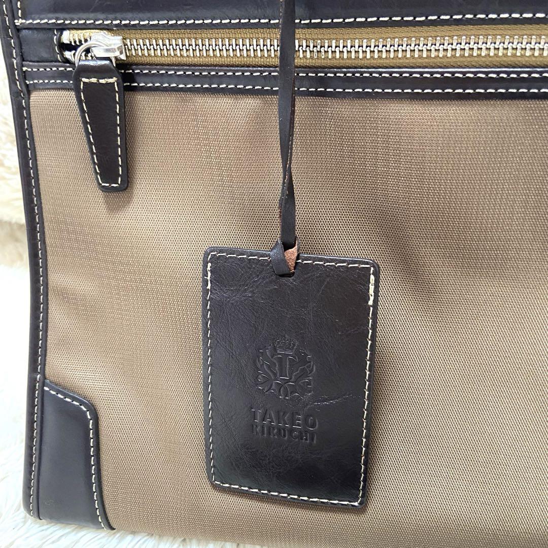 【美品】タケオキクチ　ビジネスバッグ　撥水　レザー　2way