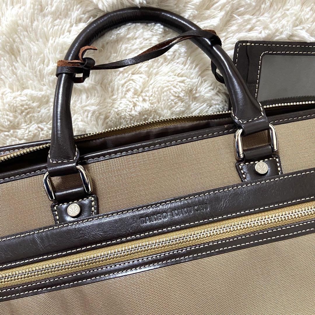 【美品】タケオキクチ　ビジネスバッグ　撥水　レザー　2way