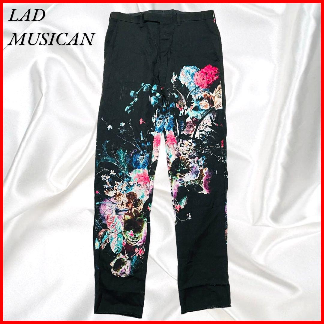 【LAD MUSICIAN】ラッドミュージシャン アートフラワーパンツ ブラック LAD MUSICIAN】ラッドミュージシャン アートフラワーパンツ ブラック