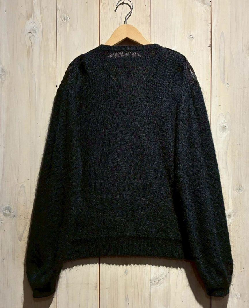 Leather Swiching Mohair Mix ニットカーディガン