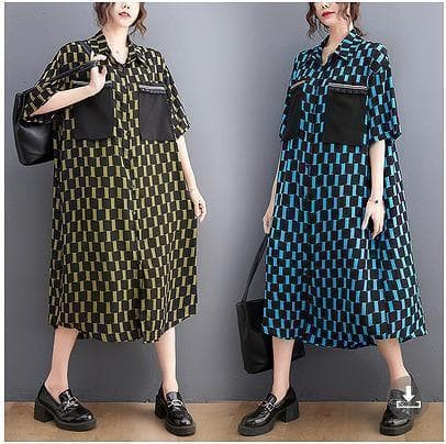 大きいサイズ レディース 春 夏 ワンピース チェック柄 新品 半袖