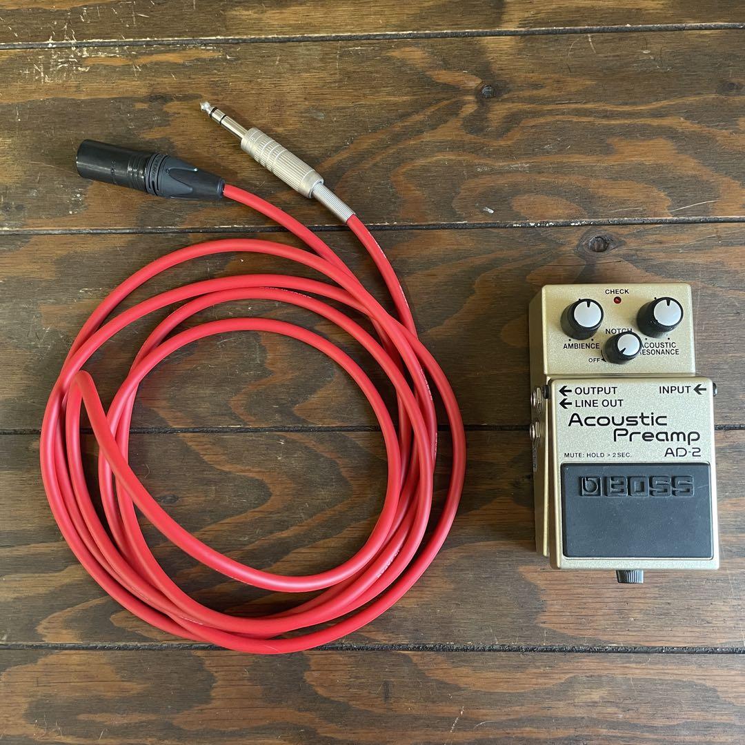 BOSS AD-2 アコースティックプリアンプ TRS-XLRケーブル3m