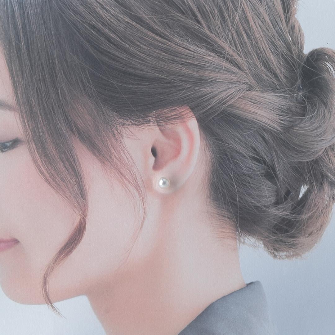 ミキモト パール ピアス アコヤパール7.7mm K18WG【21289】