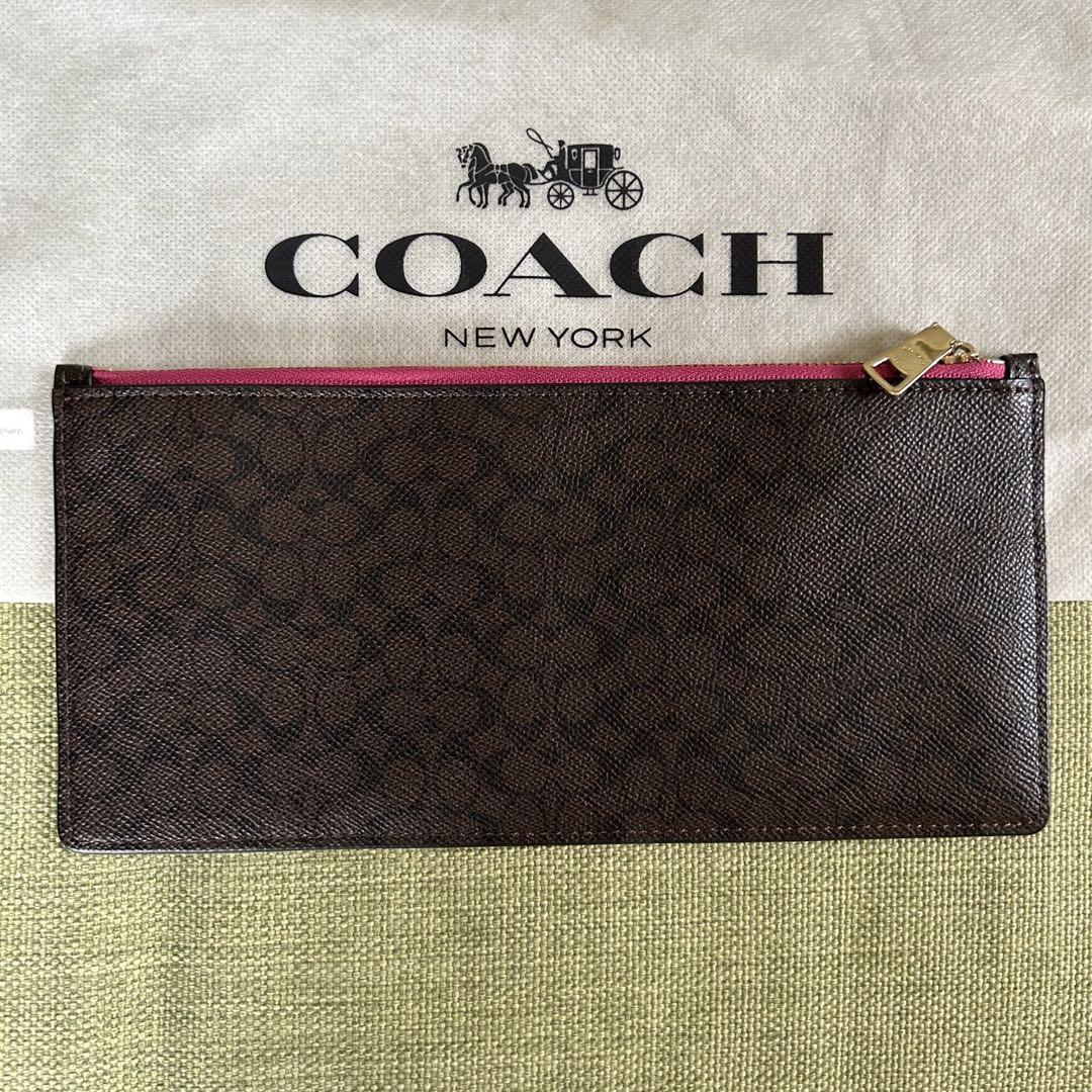 ポーチ付 本革 ピンク COACH コーチ ショルダーバッグ