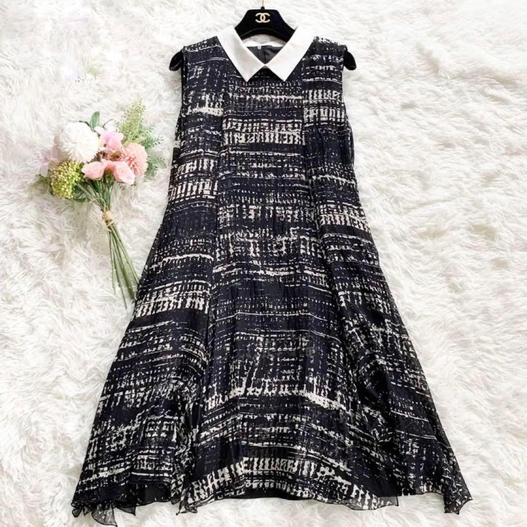 極美品✨ 希少 3way 2点セット ワンピース シルク 総柄 黒 38