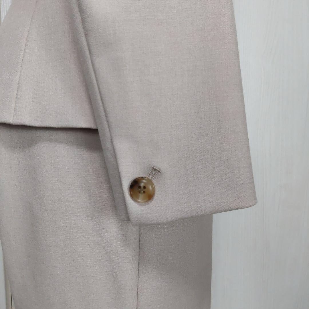 【美品】プラステ ノーカラー セットアップ ビジネス ベージュ S パンツスーツ