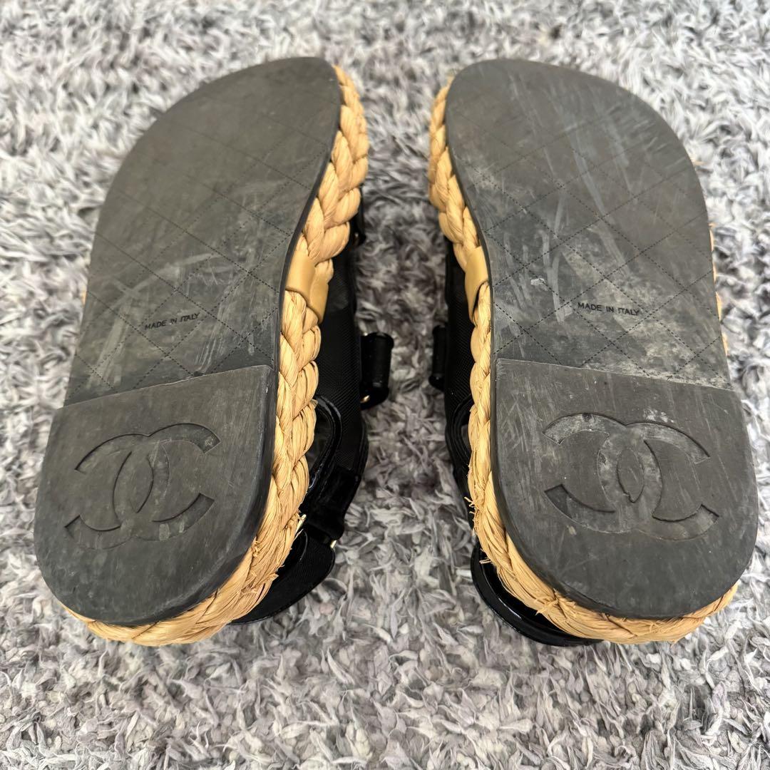 美品　CHANEL ブラック ストラップサンダル　シャネル　サイズ37 23.5