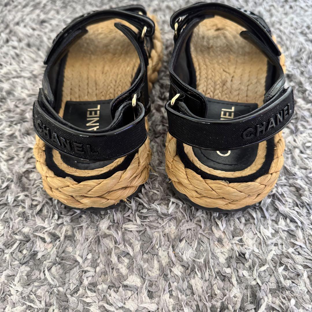 美品　CHANEL ブラック ストラップサンダル　シャネル　サイズ37 23.5