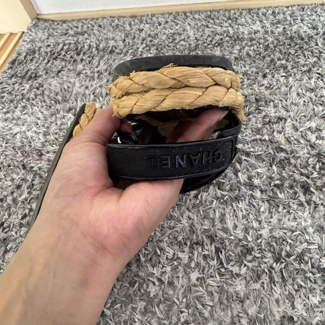 美品　CHANEL ブラック ストラップサンダル　シャネル　サイズ37 23.5
