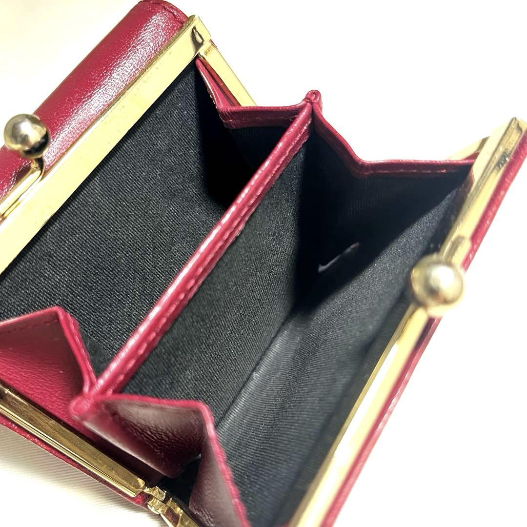 ✨美品✨ポールスミス◆三つ折り財布◆レッド◆ゴールドがま口◆フルレザー