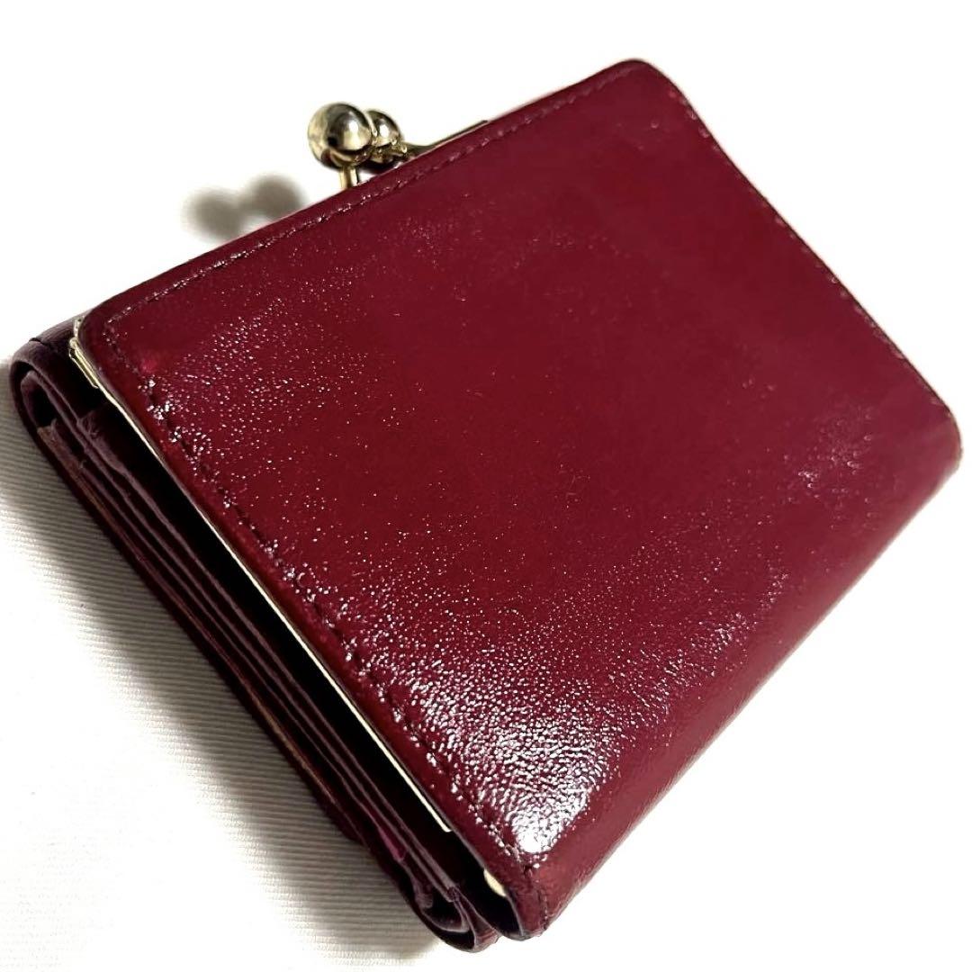 ✨美品✨ポールスミス◆三つ折り財布◆レッド◆ゴールドがま口◆フルレザー